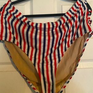 Red white and blue high waisted swim bottoms
